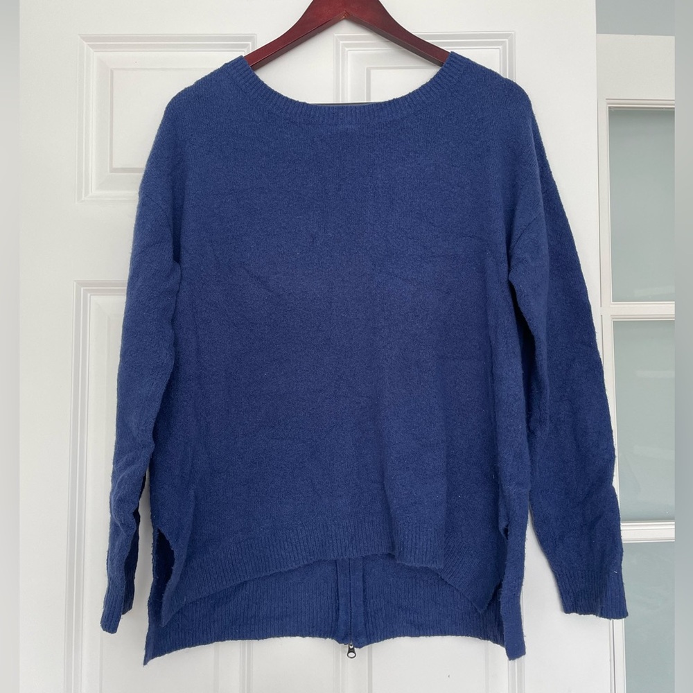 Caslon Blue Sweater with Zip Up Back